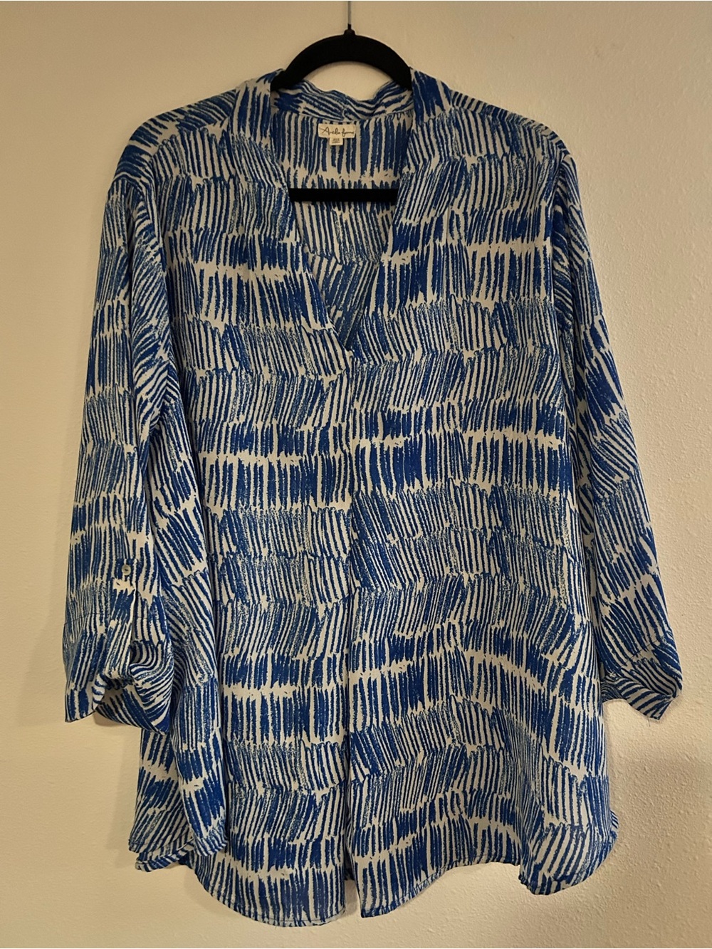 Antilia Femme Blue and White Patterned Tunic Blouse
